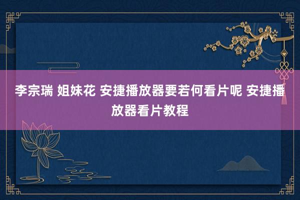 李宗瑞 姐妹花 安捷播放器要若何看片呢 安捷播放器看片教程