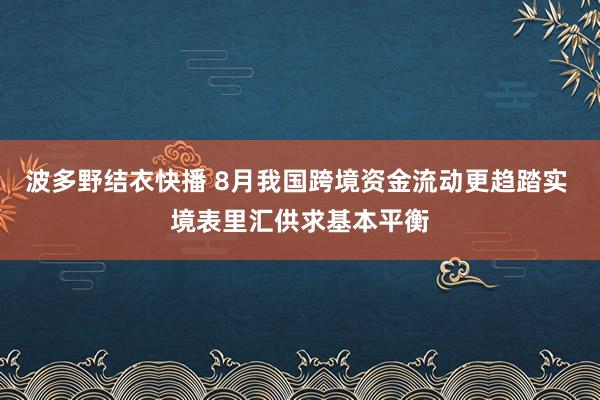 波多野结衣快播 8月我国跨境资金流动更趋踏实 境表里汇供求基本平衡